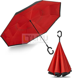 Inverted Reverse Umbrella with C-Shaped Handle, Windproof Double Layer Upside Down Car Rain Umbrellas for Men Women