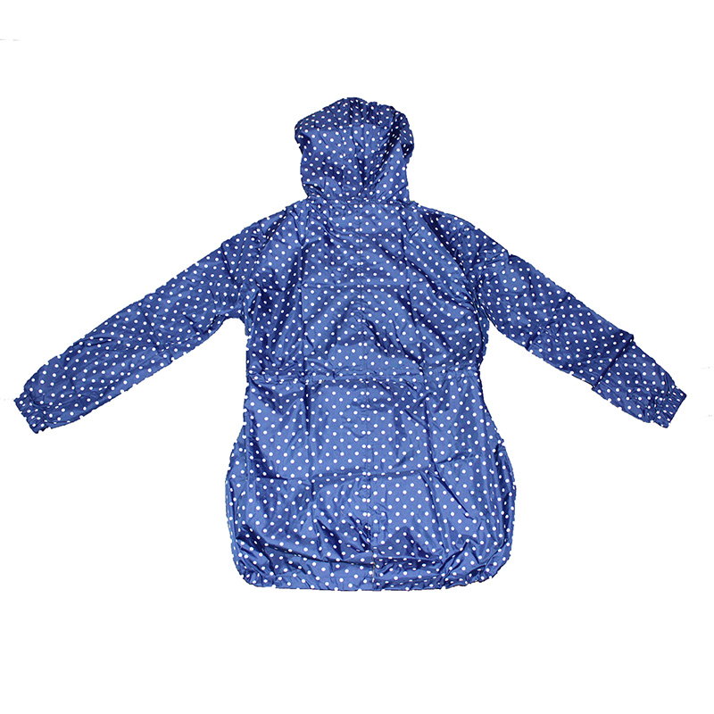 Outdoor Hooded Rain Coats for Adult with Pocket Waterproof Lightweight Unisex Blue Polka Dot Raincoat Jackets