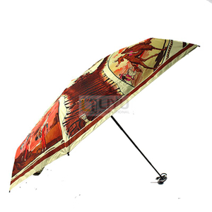 Adult Vintage Print Folding Umbrella UV Protection Rain And Sun Umbrella Manual Open Pocket Umbrella
