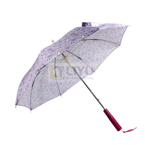 Kids Stick Umbrella Waterproof Outdoor Purple Umbrella with J Handle