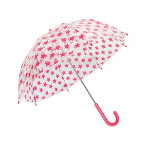 Children Manually Open 8K POE Printing Red Star Clear Umbrella with J Handle Kids' Fashion Umbrellas