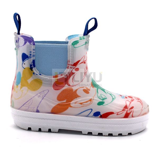 TPE Children's Rain Boots Ankle Rain Shoes with Elastic for Kids