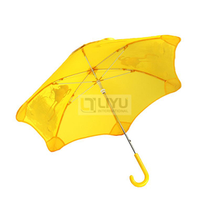 Kids Yellow Stick Umbrella Waterproof Outdoor Cartoon Umbrella with J Handle