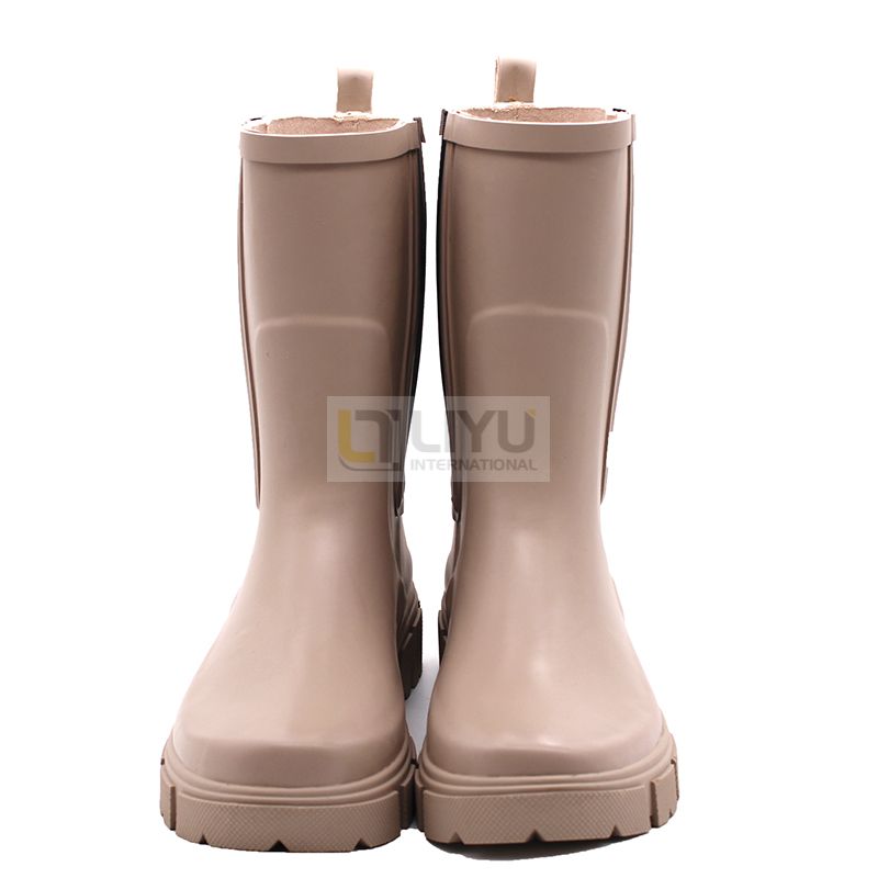 Women's Mid-calf Rain Boots Rubber Waterproof Elastic Slip On Wellington Boot Fashion 