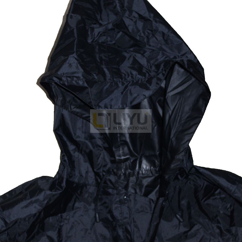 Adult Polyester Rain Ponchos with Hood Waterproof Dark Blue Ponchos with Reflective Strip