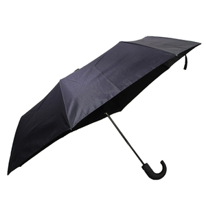 Adult Automatic 8-bone Folding Umbrella with Bent Hook Handle Black Polyester Fabric Umbrella