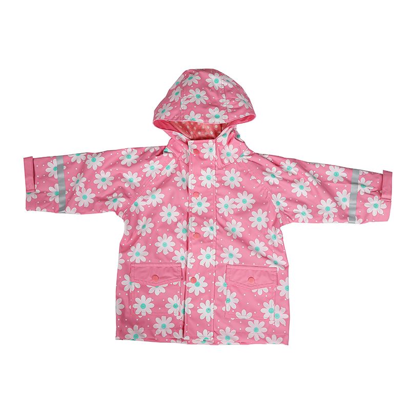 Waterproof Child PU Raincoat For Rainny Day With Reflective Stripe For Dark Environment
