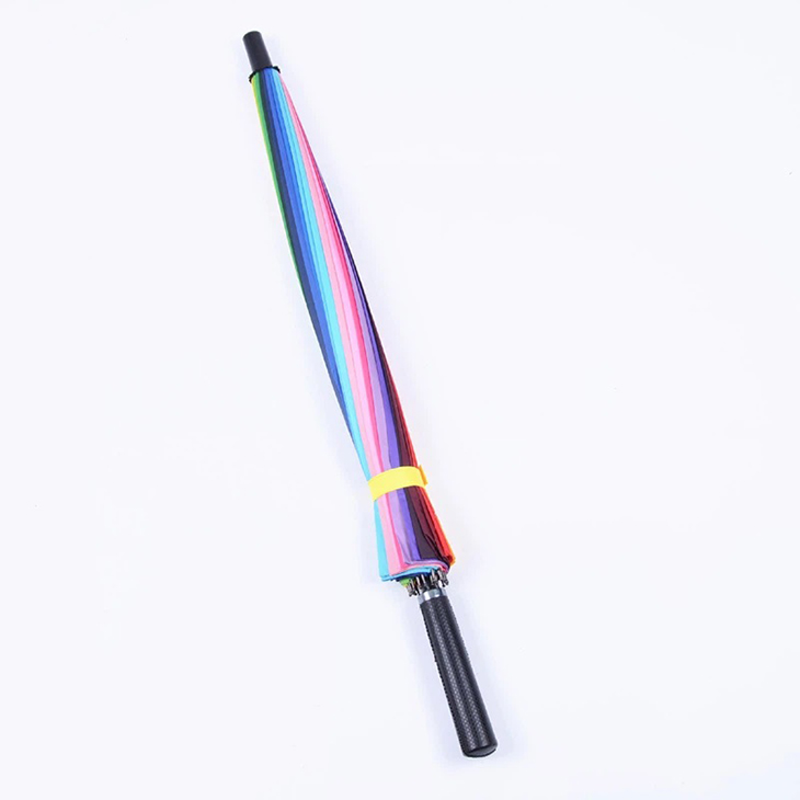 Semi-automatic 24K Golf Rainbow Umbrella Colorful With Straight Handle