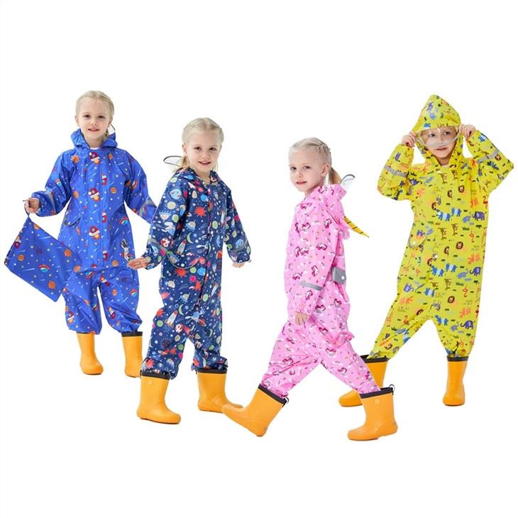 3D Kids Toddler Boys Girls Rain Suit Lightweight Baby Waterproof Coveralls